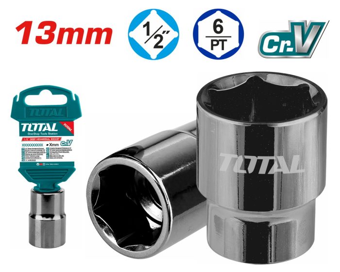Dado largo hexagonal de 13 mm con encastre de 1/2″