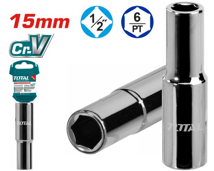 Dado largo hexagonal de 15 mm con encastre de 1/2″